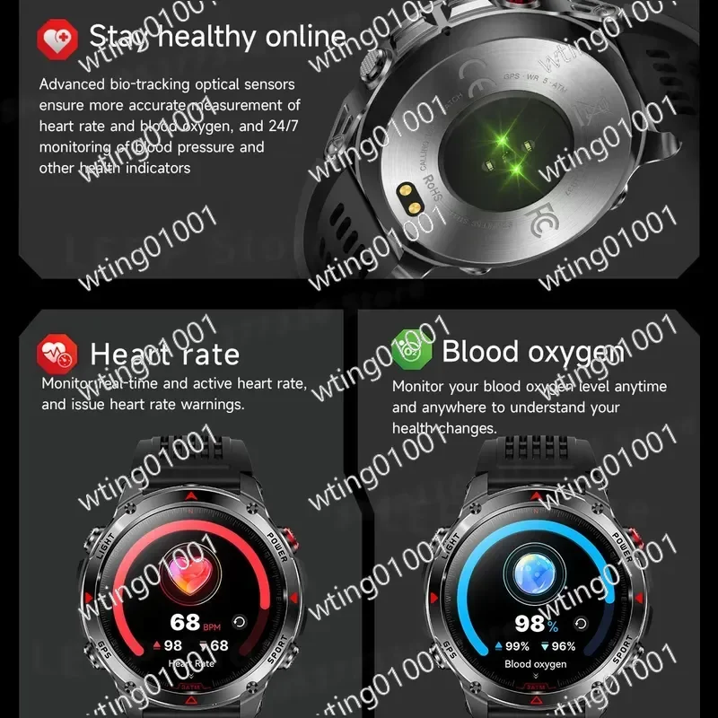Фото GPS-смарт-часы для занятий спортом на открытом воздухе, компас, барометр, водонепроницаемые до 30 м, фитнес-трекер, монитор активности для пеших прогулок и бега №3