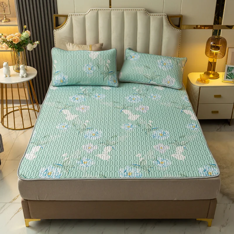 

Comfortable Cool Latex Bed Mat Summer Quilting Bed Protection Pad With Pillowcase Twin Full Size Home Sleeping Mat