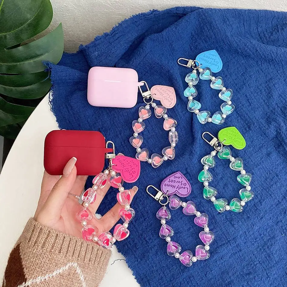 

Чехлы для AirPods 3, чехол s airpod pro, Модный чехол с надписью Love, с цепочкой на запястье и силиконовым защитным чехлом для наушников, мягкий чехол дл...