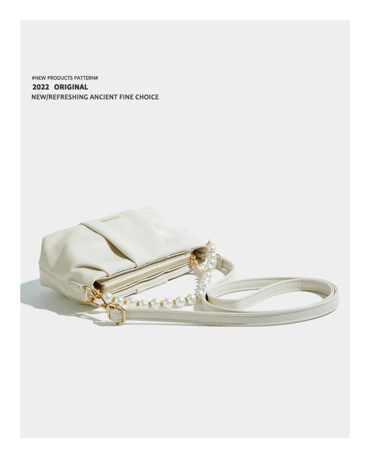 Elmsk 2022 French Style Office Lady Casual Candy Color Bag Women Fashion Pearls Single Shoulder Bag