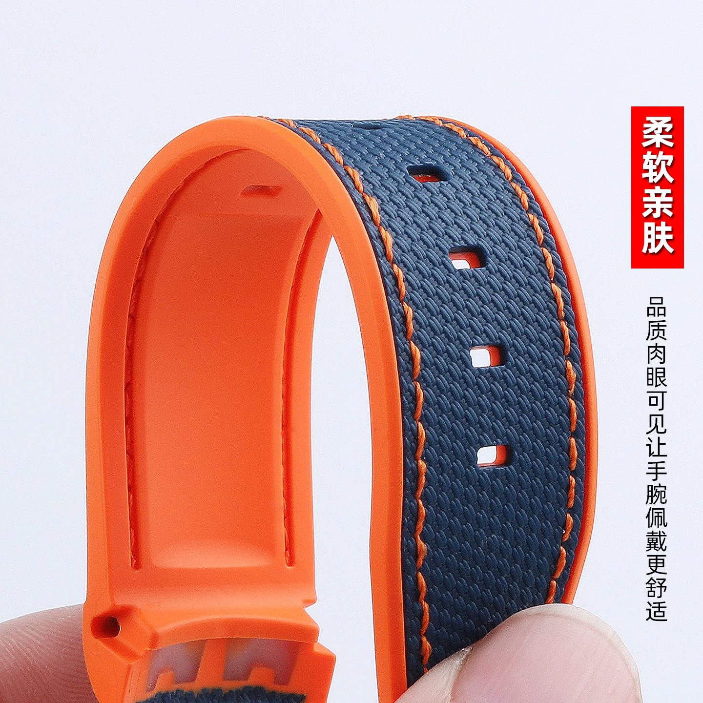 Фото Силиконовый арочный мундштук 	 Ремешок для часов TUDOR Blue Bay Bronze Small Copper Flower M79250, водонепроницаемый, резиновый, 23 мм №5