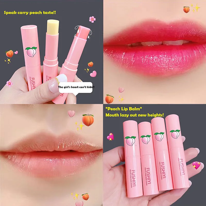 

Peach Color Lip Balm Crystal Temperature Change Lipstick Girl Moisturizing LongLasting Lip Gloss Makeup Lip Care Repair Cosmetic