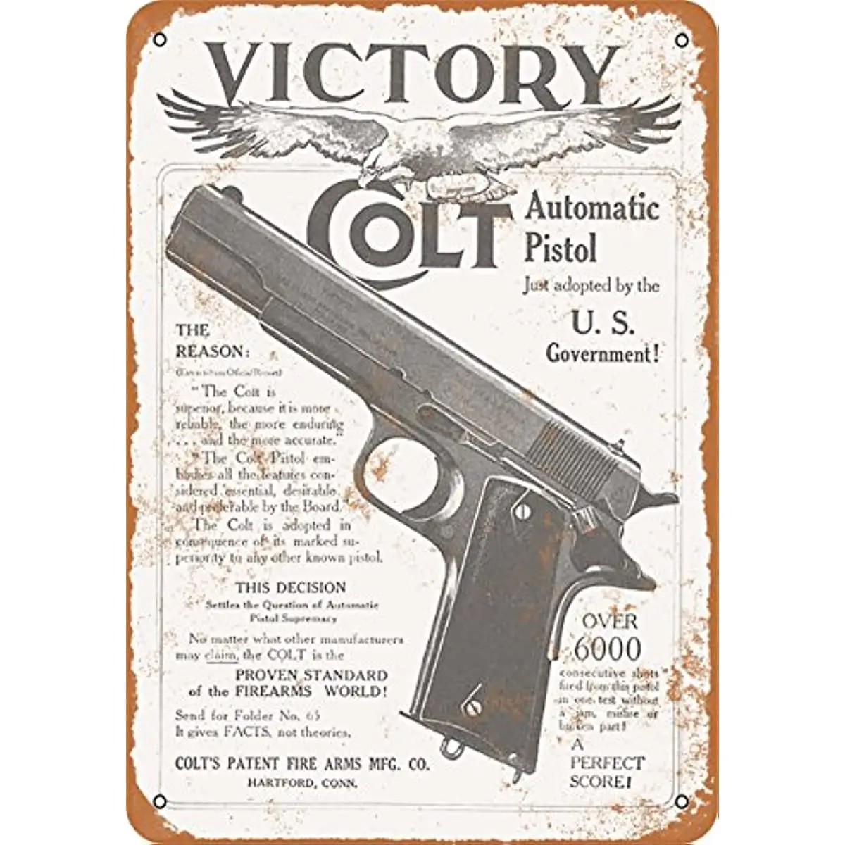 

8 x 12 Metal Sign - Colt M1911 Victory - Vintage Look