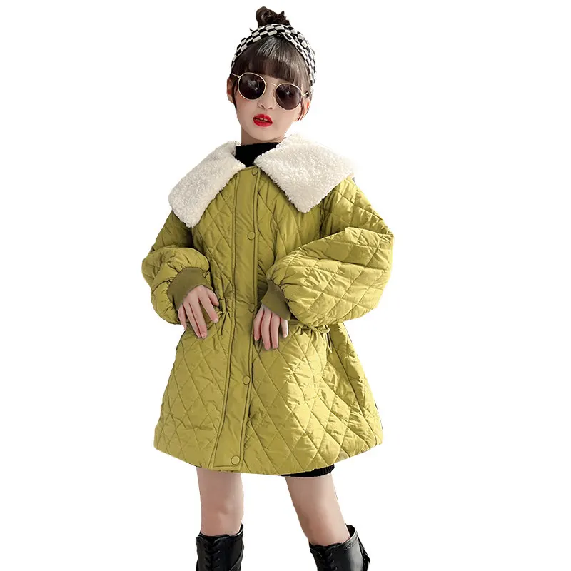 

Teen Girls Fashion Turn Down Collar Cotton Clothes for Winter Kids Thick Warm Outerwear Korean Casual Children Overcoat 5-14Yrs