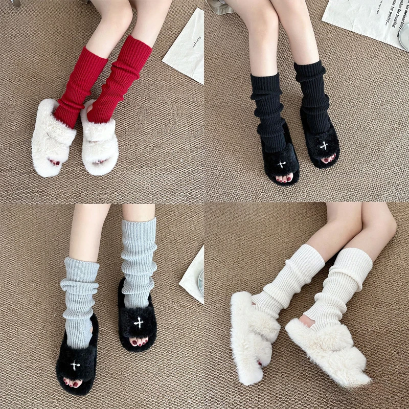 

Knitted Leg Warmer Japanese Warm Long Socks Stacked Leggings JK Spicy Girls' Ballet Socks Solid Winter Warm Lolita Stockings