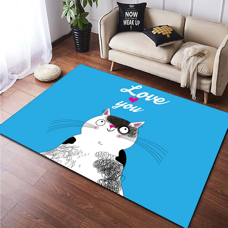 

Cute cat carpet living room children's doormat Yoga rug games area washroom floor mat kawaii Picnic mat living room area rug