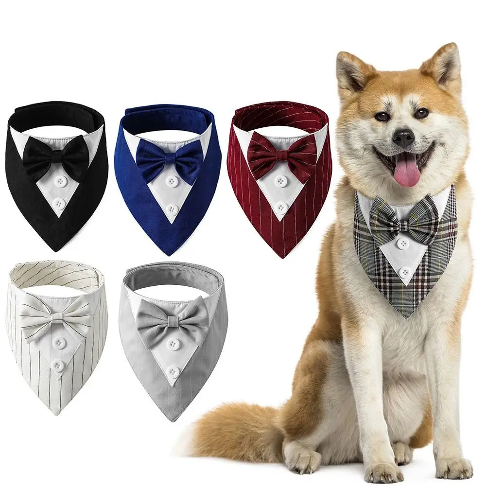 

New Comfortable Fashion Adjustable Tuxedo Bow Ties Pet Saliva Towel Formal Tie Bow Tie Collar Dog Necktie Pet Accessories