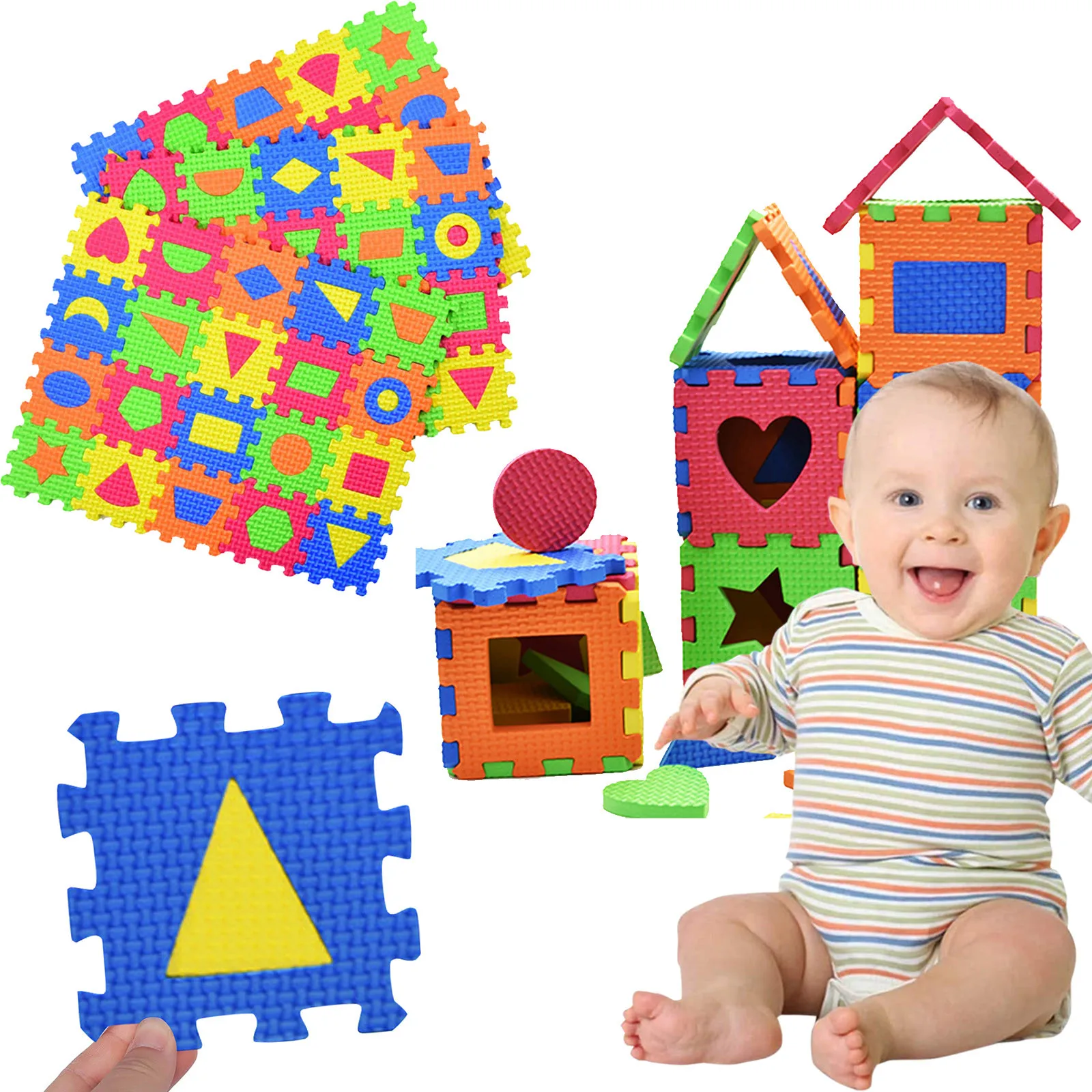 

Toy Zoo 60PCs Baby Geometric Puzzles Little Size Non Slip Water Proof Lightweight Easy Clean Building Maths Toy Forest