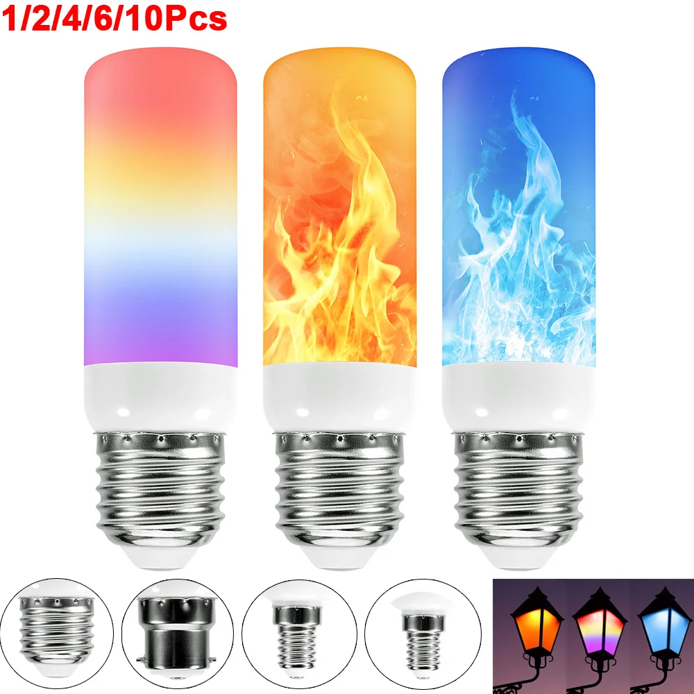 E12/E14/E27/B22 5W LED Fire Flame Bulb Lights 3 Modes Dynamic Flickering Effect Lamp for Indoor Outdoor Home Party Decoration
