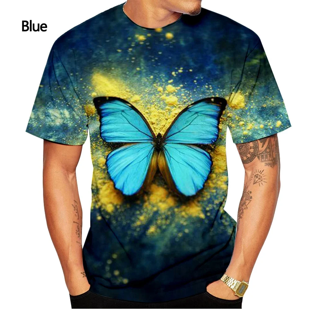 

Source Factory Personalized Fashion Men's and Women's Butterfly 3D Printing Outdoor Leisure Short Sleeve Large T-shirt