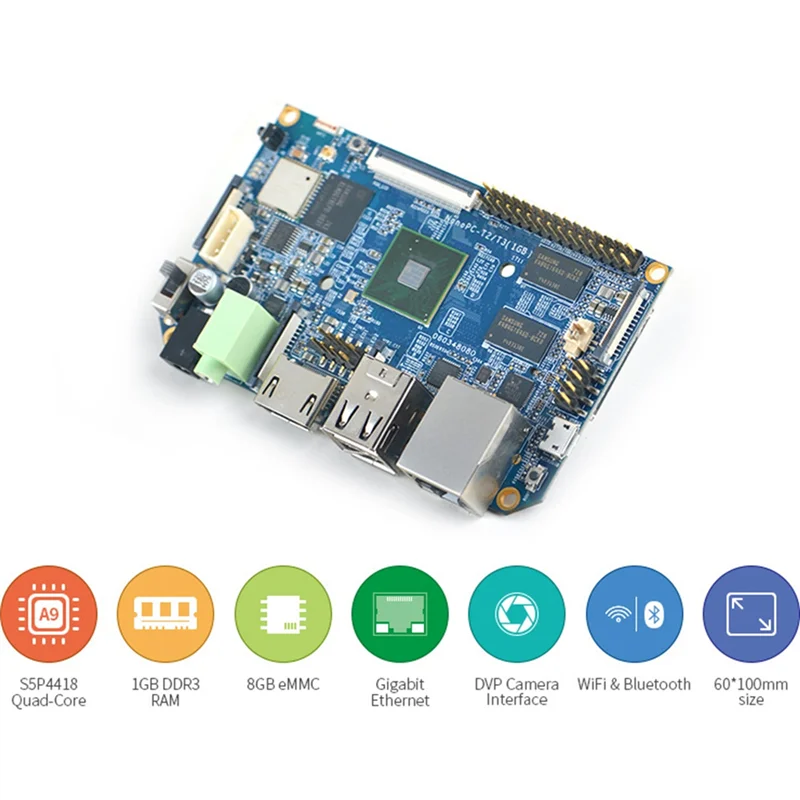 

For NanoPC-T2 S5P4418 Quad Core Cortex-A9 1GB DDR3 RAM WiFi Bluetooth A9 Card Computer Development Board Ubuntu Android