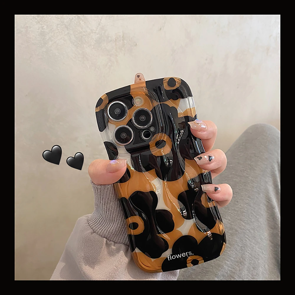 

3D Fashion Flowers Shockproof Bumper Clear Case For iPhone 11 12 13 14 Pro Max 14 Plus Cute Soft Floral Back Cover Fundas