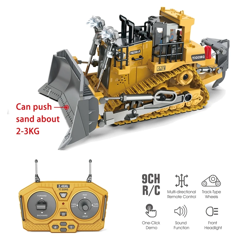 Remote Control Bulldozer Toys 1:24 RC Trucks Remote Control Excavator For 4-15 Years Kids Birthday Christmas Gift