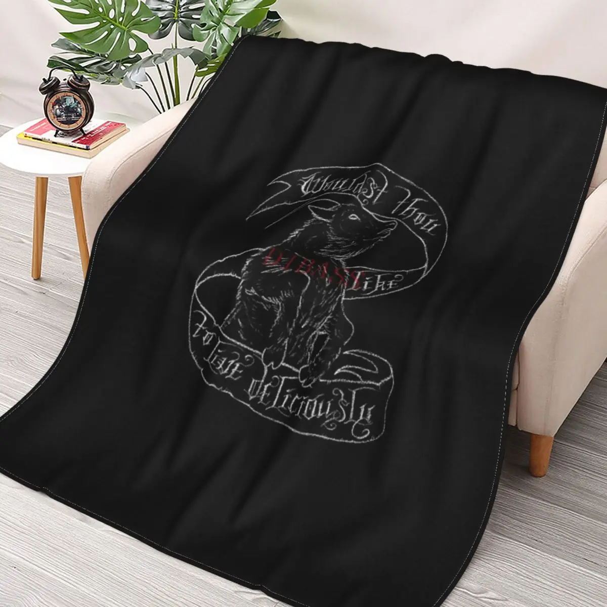 

Black Phillip 3D Printed Flannel Throw Blanket