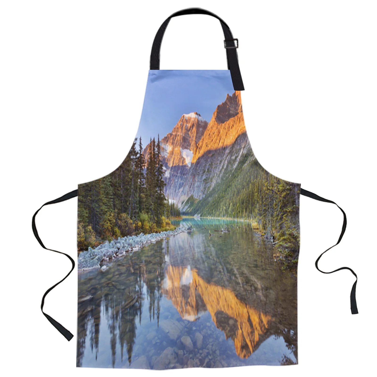 

Alberta Lake Water Mountain Snow Forest Design Adjustable Canvas Kitchen Coffee Apron Ladies Couple Cooking Dining