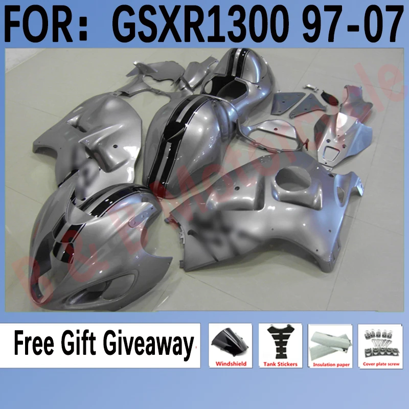 

Motorcycle Fairings Kit Fit for SUZUKI GSXR-1300 GSXR 1300 GSXR1300 1996 1997 1998 1999 2000 2001 02 03 04 05 06 07 Silver Black