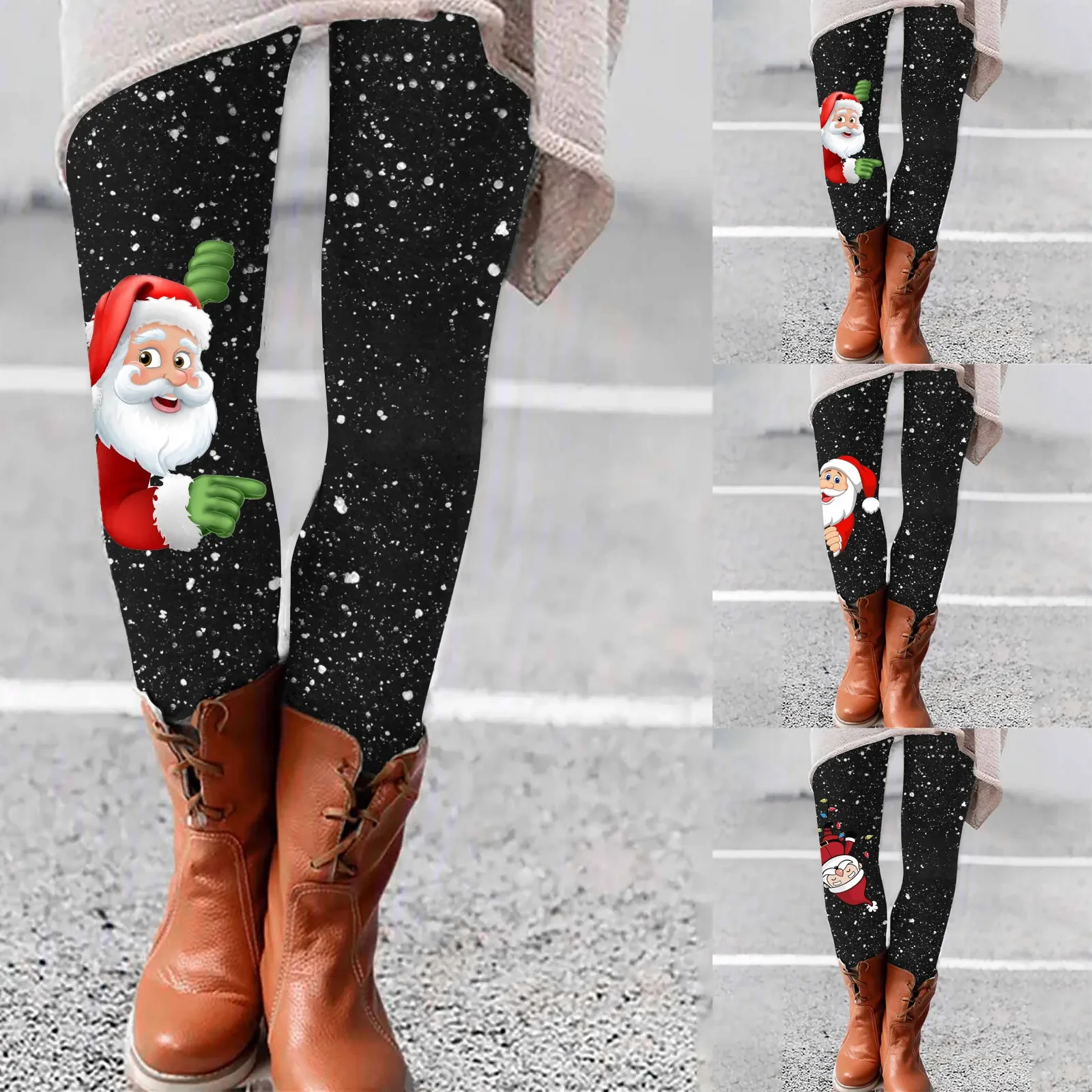 

Women Cute Pattern Christmas Print Leggings Elastic Leggings Casual Pants Boots Pants Womens Sleep Boxers