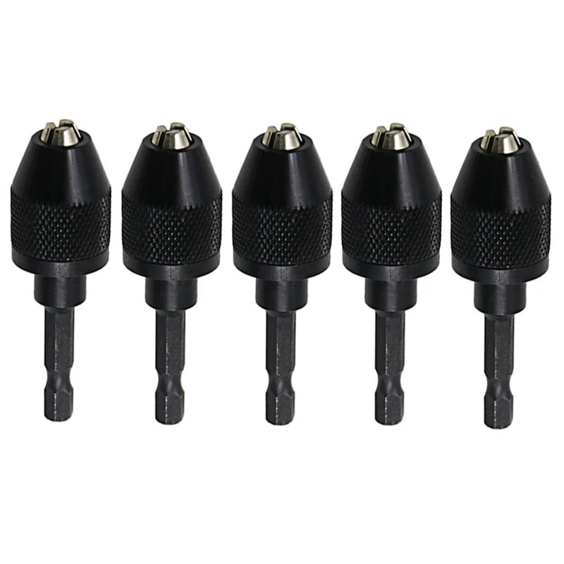 

5Pcs Keyless Drill Chuck For Impact Driver, Chuck Conversion Adapter, 1/4Inch Hex Shank