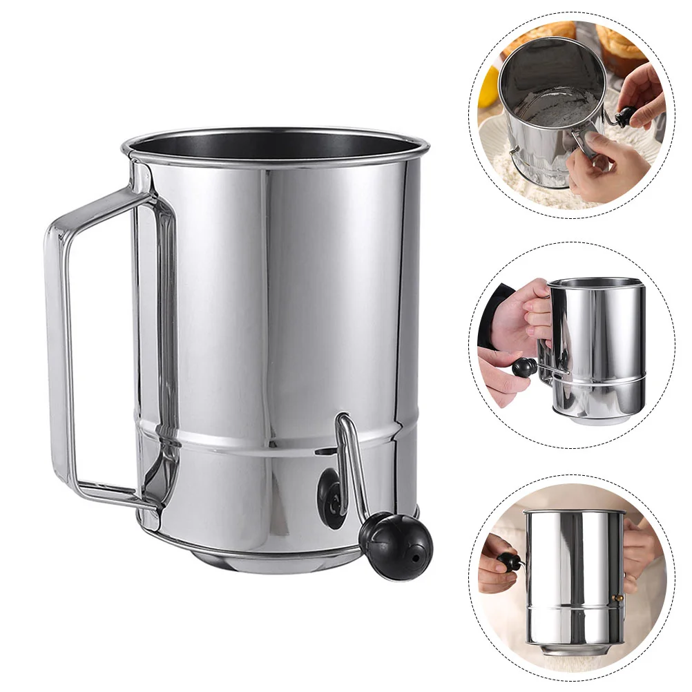 

Flour Sifter Handheld Sieve Flour Strainer Stainless Steel Sifter for Cooking Kitchen Tools Silver