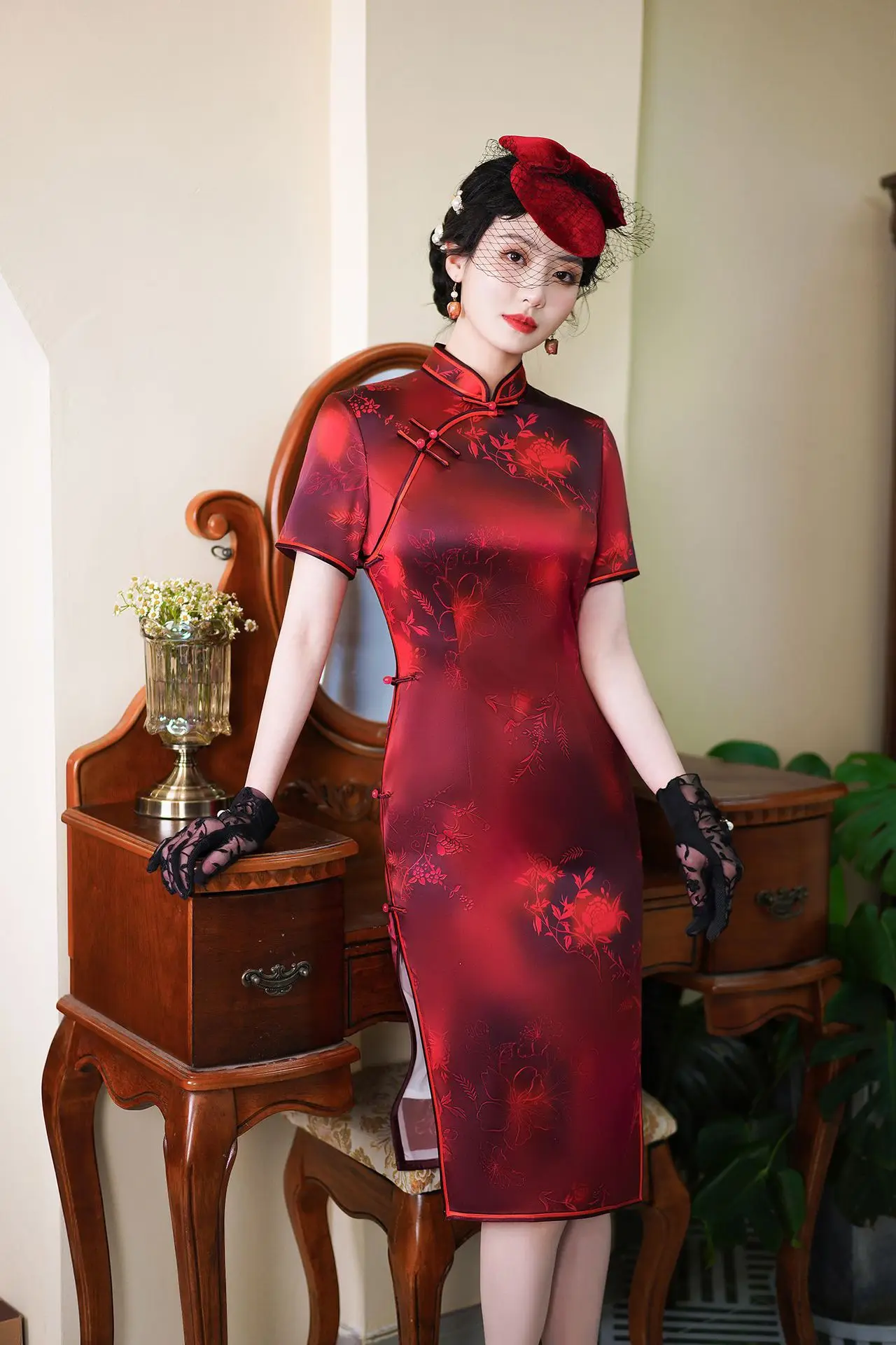 Высококачественный Ципао из натурального шелка верхняя юбка-Ципао Литературная