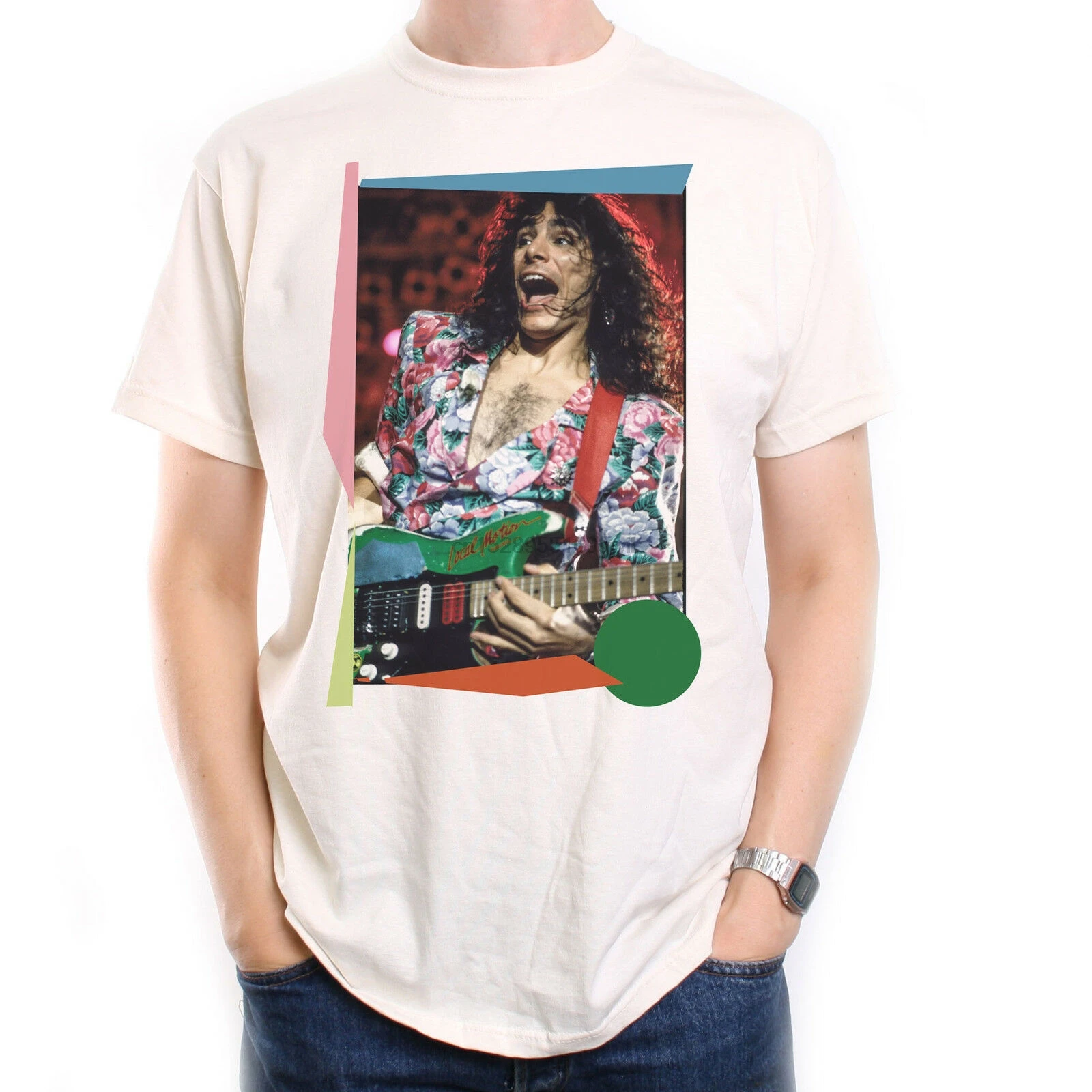 Футболка с изображением Стива ВАА на сцене гитаристов футболка Zappa Satriani и т. д. |