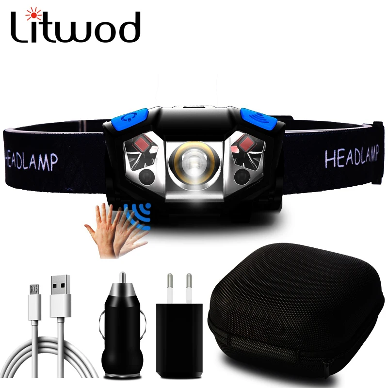 

XP-G Q5 sensor LED headlight built-in battery 3000 lumens USB rechargeable camping bulb headlight flashlight New design