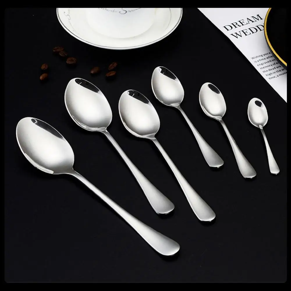 

12pcs Teaware 304 Stainless Steel Teaspoon Coffee Spoons Ice Cream Tea Spoon Dessert Mixing Honey Kitchen Cutlery Dropshipping