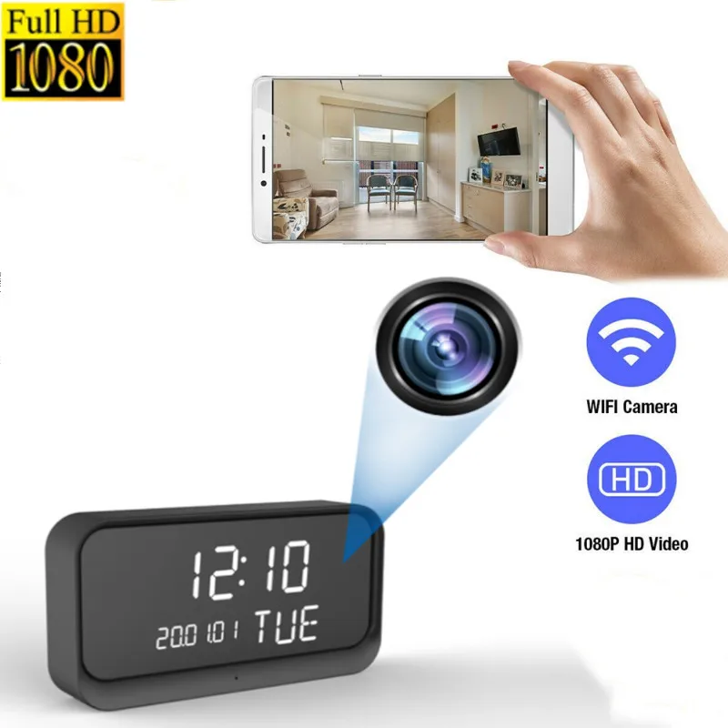 

HD 1080P Smart Clock Wifi Mini Battery IP Camera Home Video Surveillance 2MP Security Control Alarm Camcorder CCTV Camera