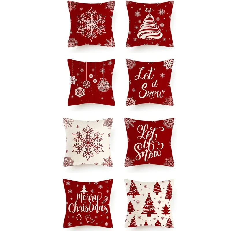 

Рождественская красная льняная наволочка для обнимания, праздничная Фотоподушка для дивана, 4 шт.