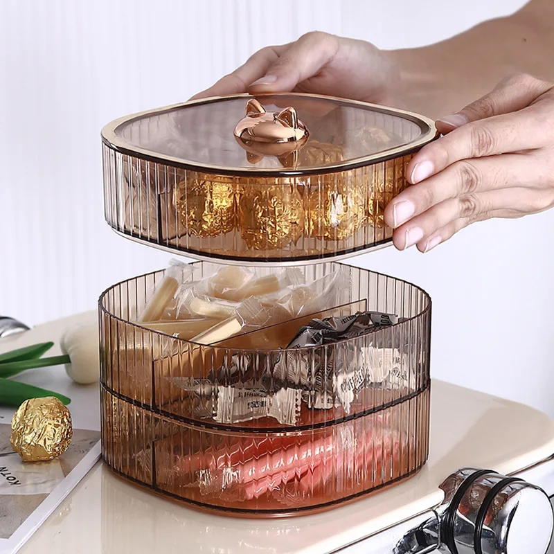 

2/3 Layer Table Snack Candy Plates Wedding Party Dried Fruit Storage Tray with Lid Fruit Plates Set Home Nut Pastry Storage Box