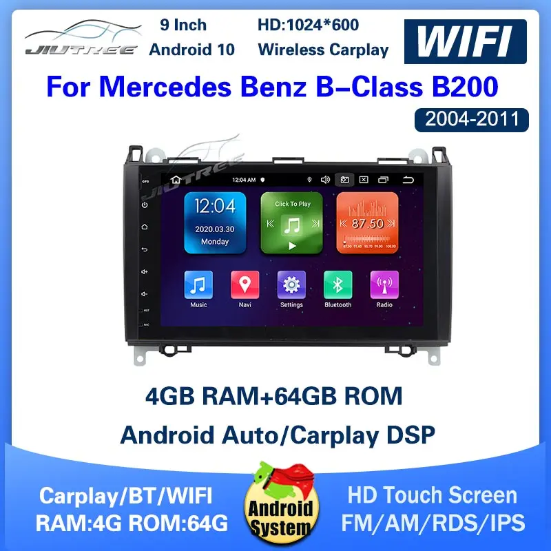 

Автомагнитола на Android 10, видеоплеер для Mercedes Benz B-Class B200 2004-2011, автомагнитола Carplay Multimeida, GPS, Wi-Fi