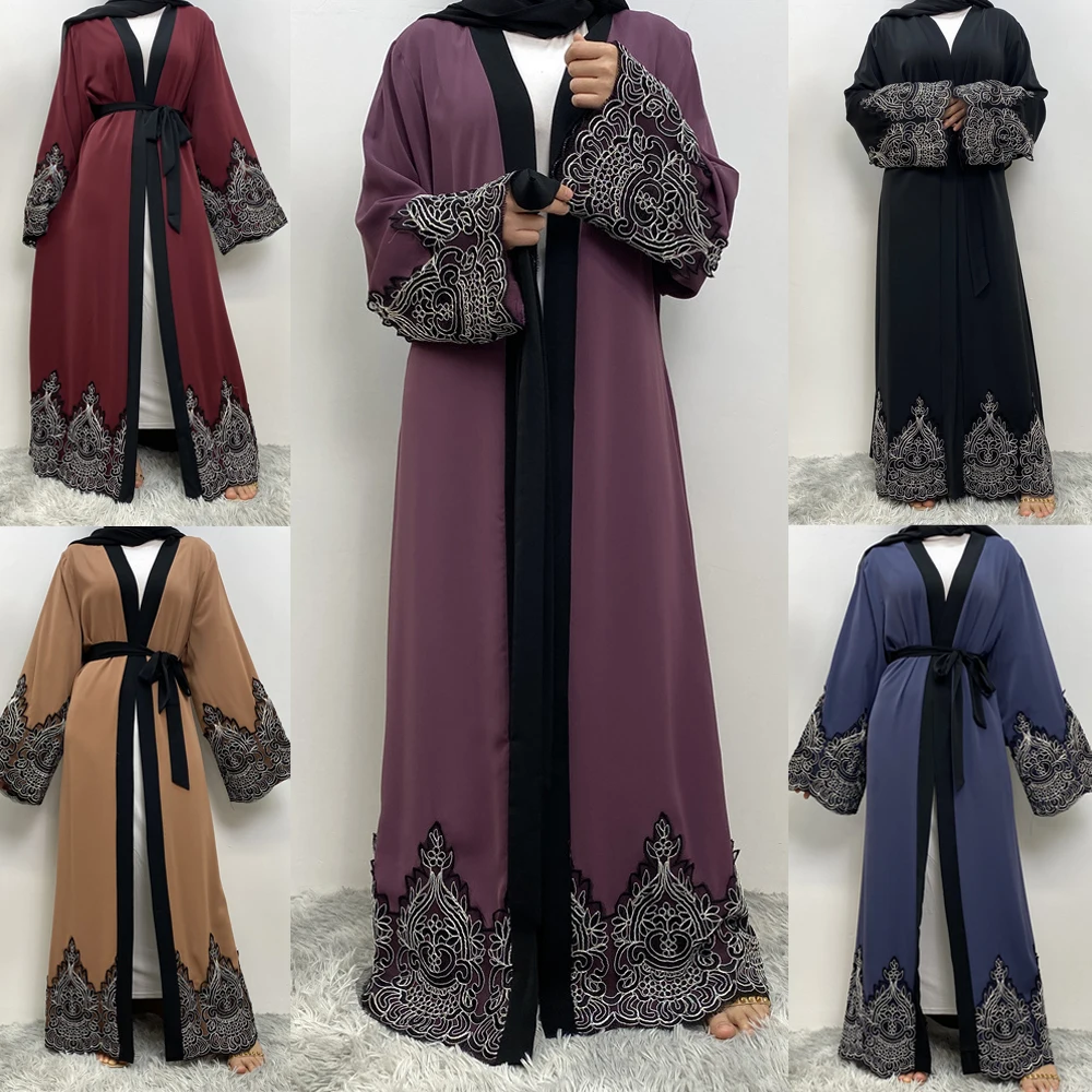 

Ramadan Embroidery Open Abaya Dubai Turkey Kaftan Muslim Dress Women Kimono Modest Robe Femme Caftan Marocain Islam Clothing Eid