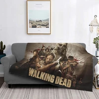the walking dead zombies flannel throw blankets horror movie rick grimes blankets for bedding car super warm quilt