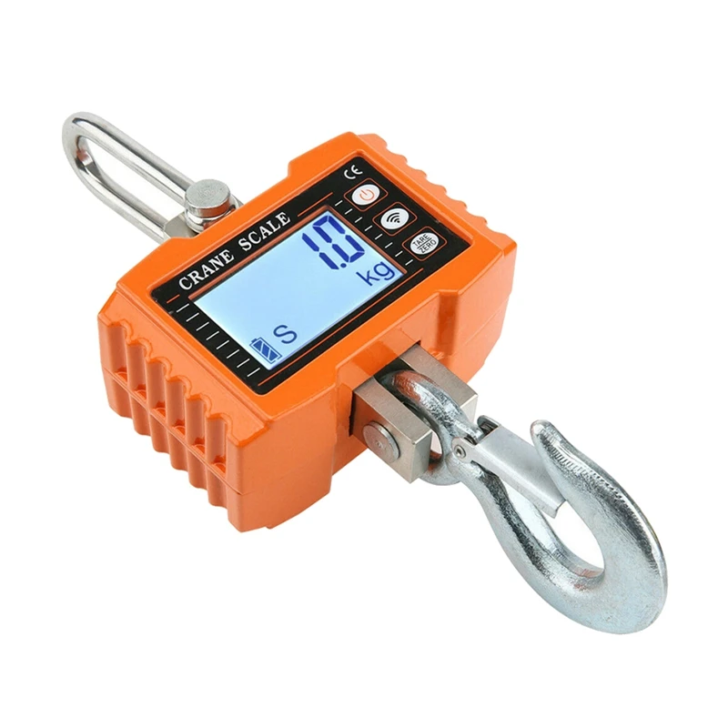 Digital Hanging Scale 1000Kg/ 2204Lbs Portable Heavy Duty Crane Scale LCD Backlight Industrial Hook Scales Unit Change