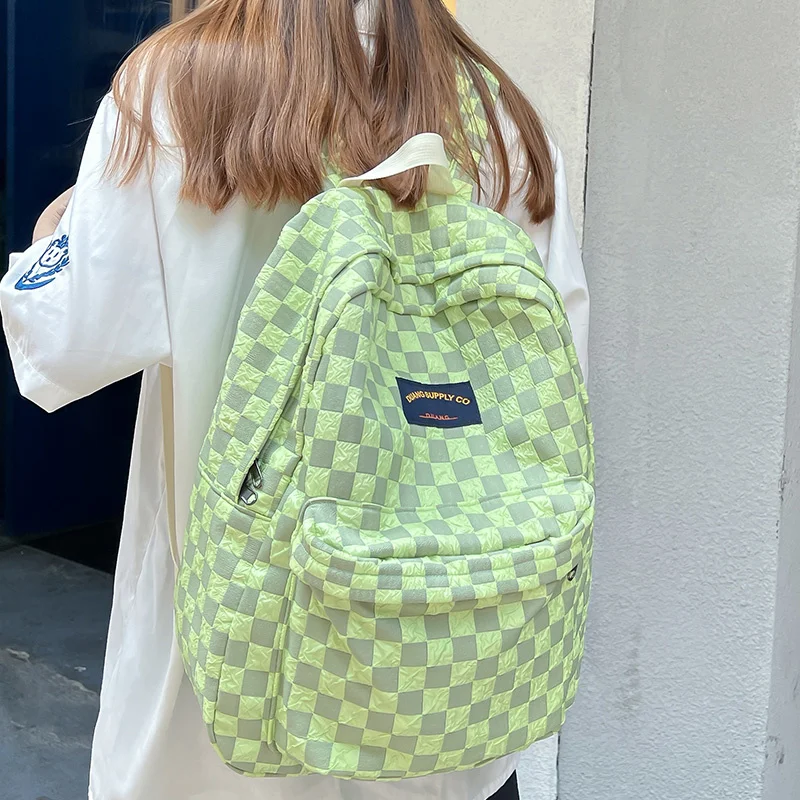 

Fashionable Schoolgirl Plaid Backpack Korean Japanese Handiness Portable Schoolbag Casual Simple Style Waterproof Travel Bag New