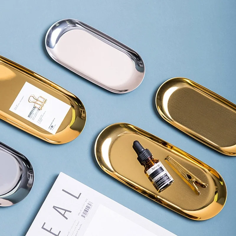 Металлический лоток для хранения в скандинавском стиле овальная тарелка