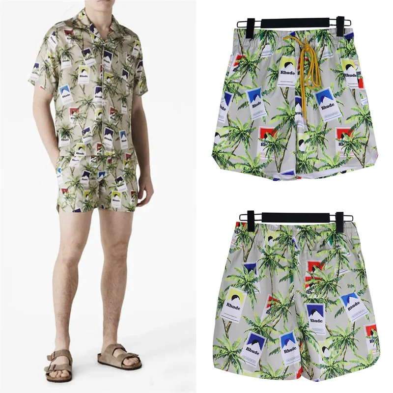

RHUDE American Fashion Brand Hawaiian Style Shorts Summer Teenagers Relaxed Casual Men's and Women's Sports Beachwear