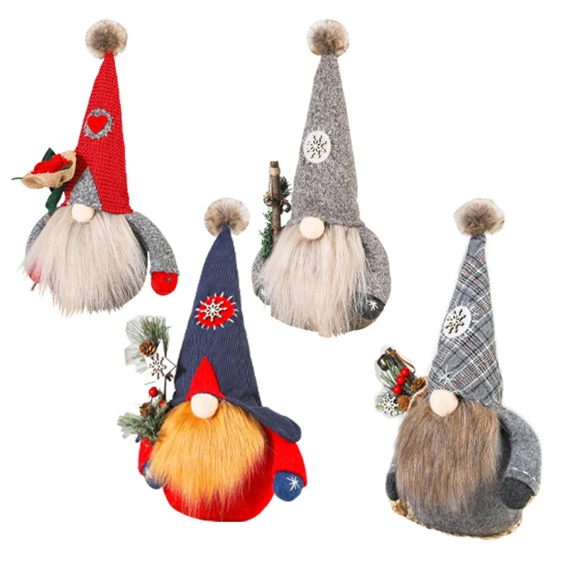 

Easter Gnome Doll Stuffed Dwarf Gnomes with Beard Wearing Hat Holding Flowers for Home Festival Party Dining Table Gift K0AB