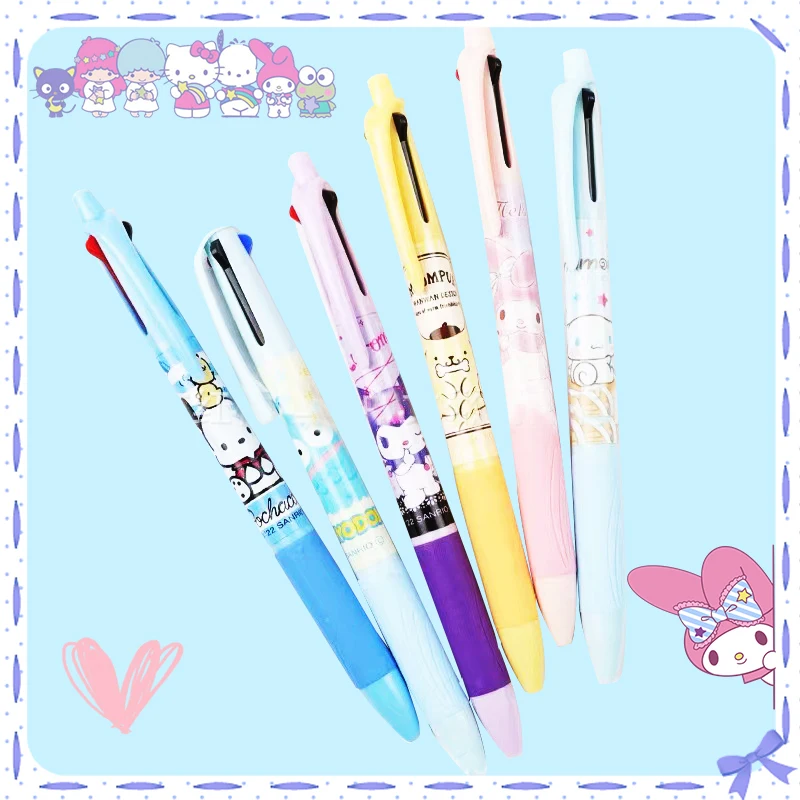 

Sanrioed Multicolor Ballpoint Pen 3Colors Kawaii Students Stationery Cute Mark My Melody Kuromi Pochacco Smooth Practical Gifts