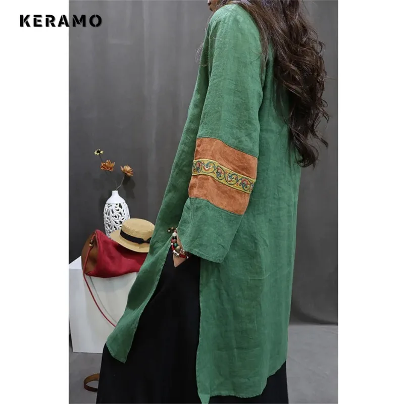 Limiguyue винтажная блузка с вышивкой в китайском стиле женские льняные рубашки