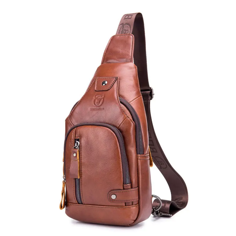

Genuine Leather Luxury Bag Men's Sports Travel Shoulder Chest Bag High Quality Waterproof Backpack Cowhide Hiking Large Capacity