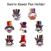 kawaii sanrios acrylic pen holder kuromi my melody cinnamoroll pom purin cute cartoon desktop sundries storage box gift for kids