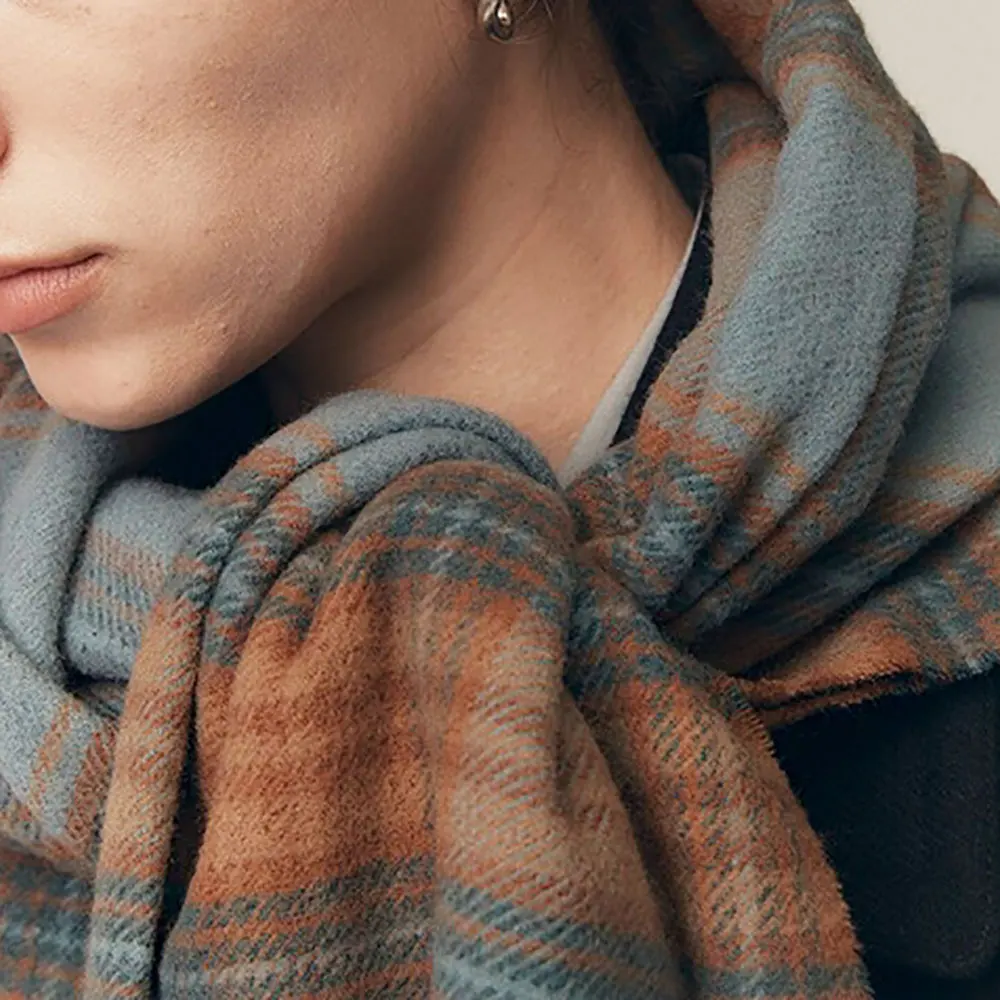 Женский шерстяной шарф L0 * очень длинный клетчатый теплая и универсальная Новая