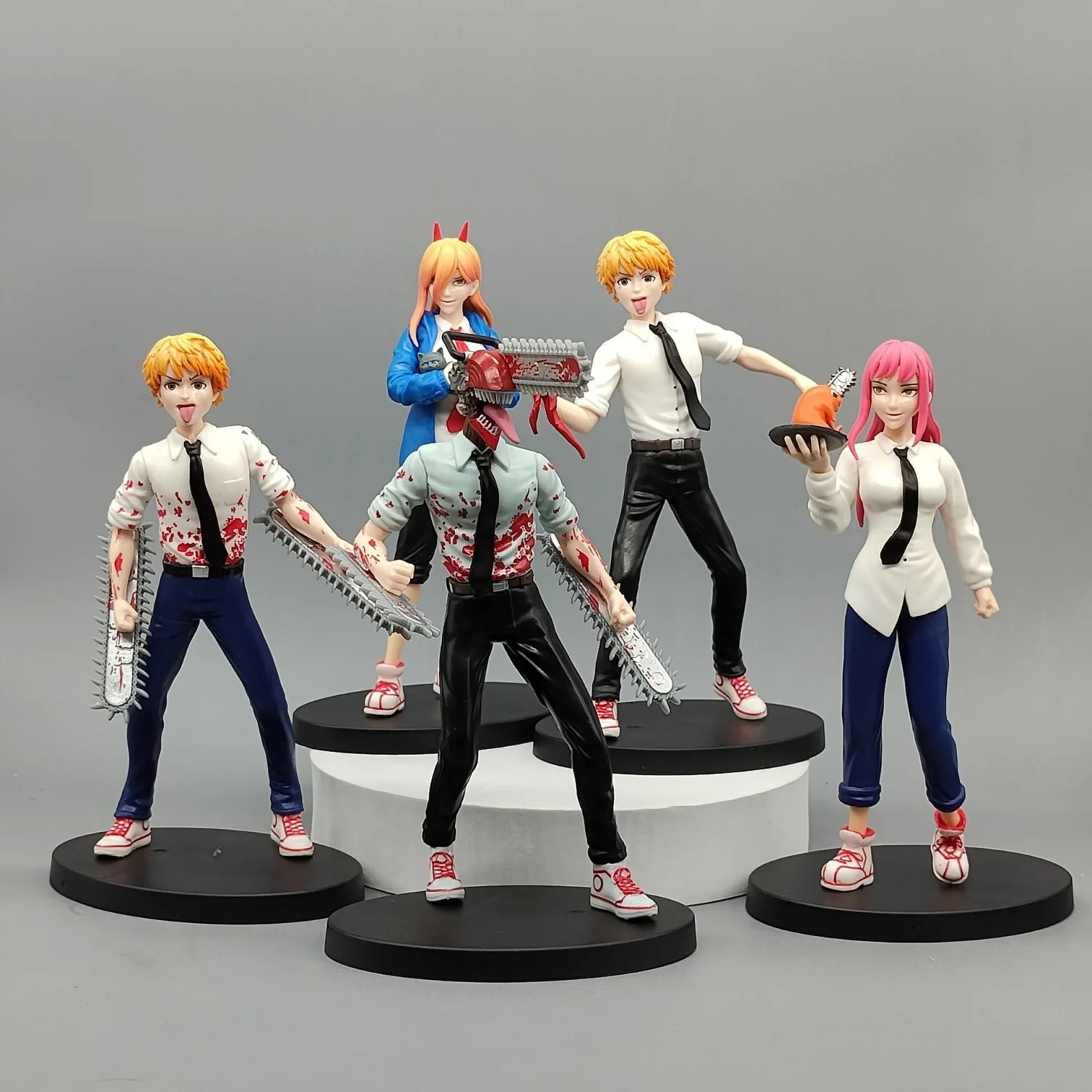 

Chainsaw Man Figures Real People Version Denji Pochita Power Makima Desktop Ornaments 19cm PVC Collection Model Gifts With Box