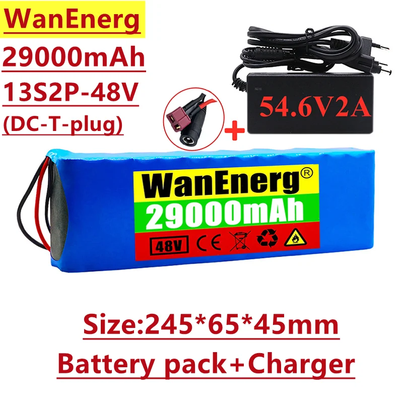 

18650 комплект литий-ионный батарей, 13s2p, 48V/54,6 V, 29Ah, 1000W, подходит для электрического велосипеда или скутера, со встроенным BMS