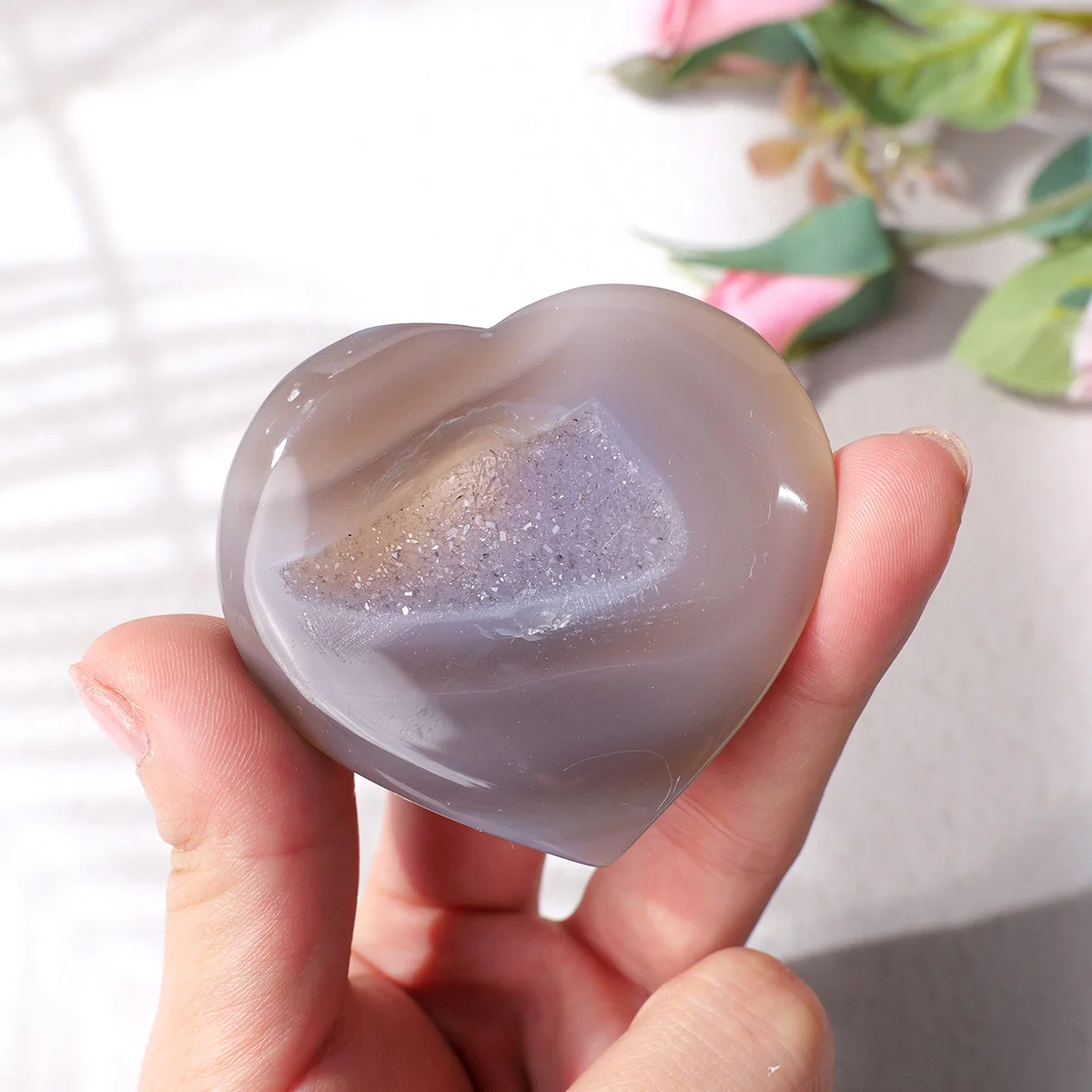 

1 Шт., Натуральный Агат, Камень В Форме Сердца, Народное Искусство, Украшение Для Дома