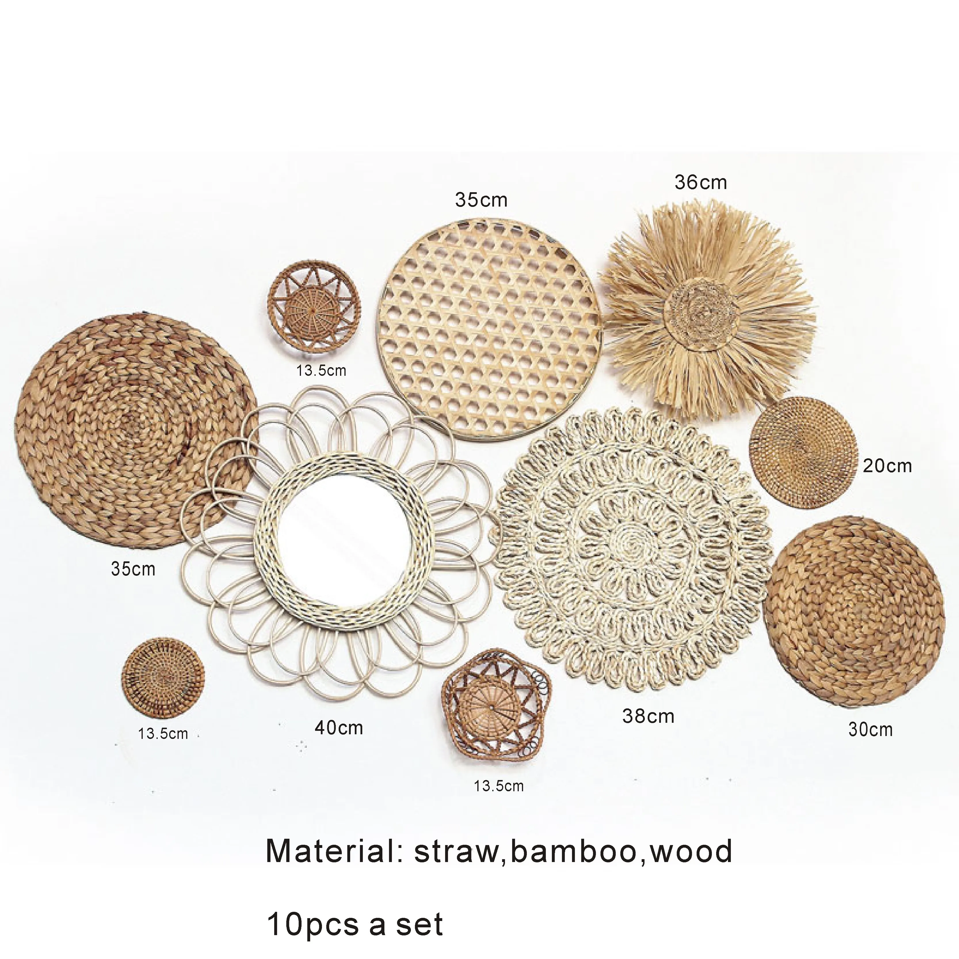 Купить Настенное украшение из ротанга ручной работы в марокканском стиле, Подвесной Настенный декор, круглая плетеная настенная корзина, комнатны...