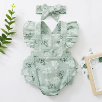 infant spring and autumn models 2022 new sleeveless small floral print female baby triangle romper