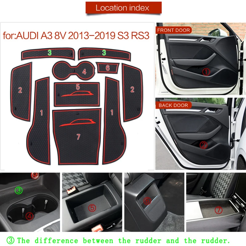 Противоскользящий коврик для ворот Audi A3 8V 2013-2019 S3 RS3 нескользящая накладка на