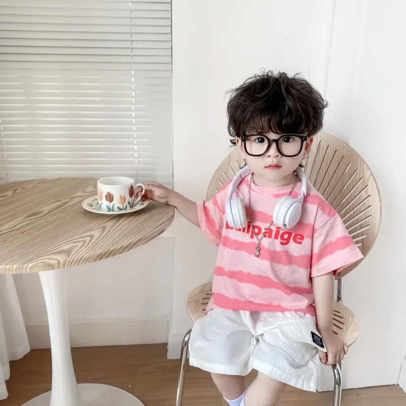 Хлопковый тонкий комплект одежды для маленьких мальчиков пляжный крутой из 2